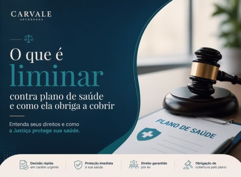 Imagem de cabeçalho profissional mostrando tema sobre liminares contra planos de saúde e cobertura obrigatória de procedimentos.