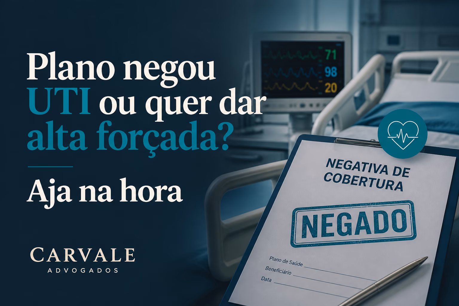 Paciente em leito de UTI hospitalar com equipamentos médicos conectados; representação de cenário de urgência e cuidados intensivos.