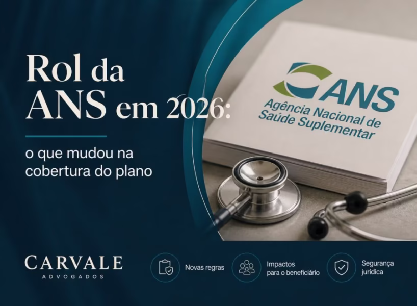 Cabeçalho profissional mostrando as mudanças do Rol da ANS 2026 em design moderno com cores azul e branco